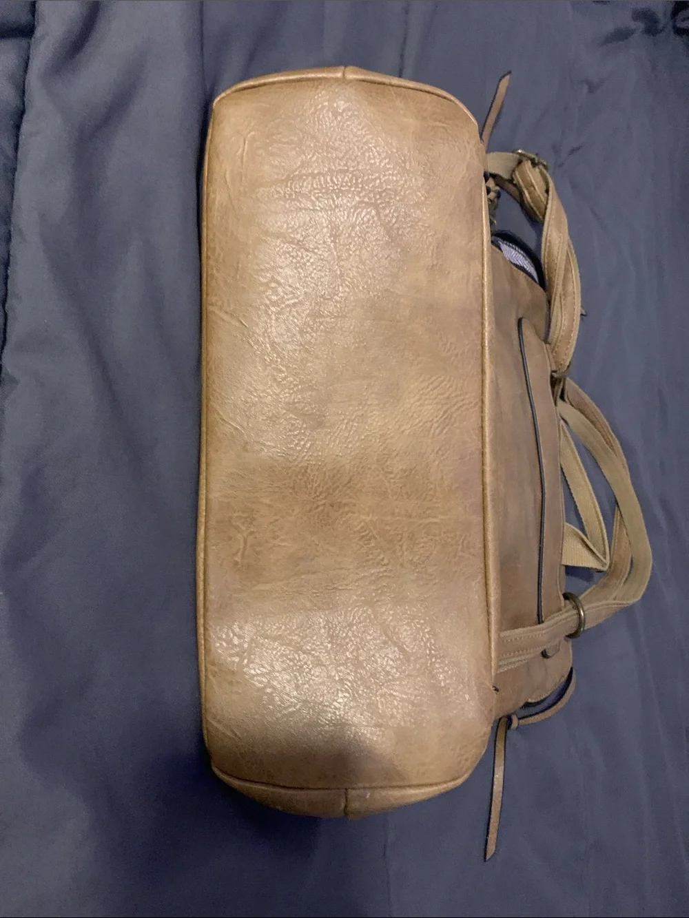 Men's Taupe Perforated Front Crossbody Bag